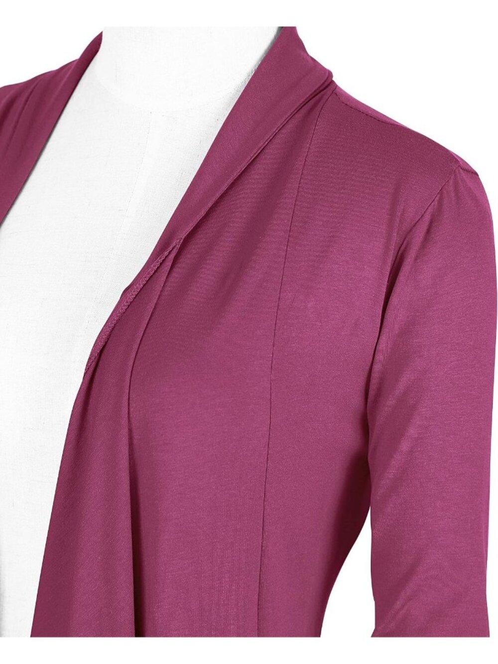 🆕Women's Fushia Rose Drape Front Open Cardigan Long Sleeve Irregular Hem Jacket - Picture 4 of 5